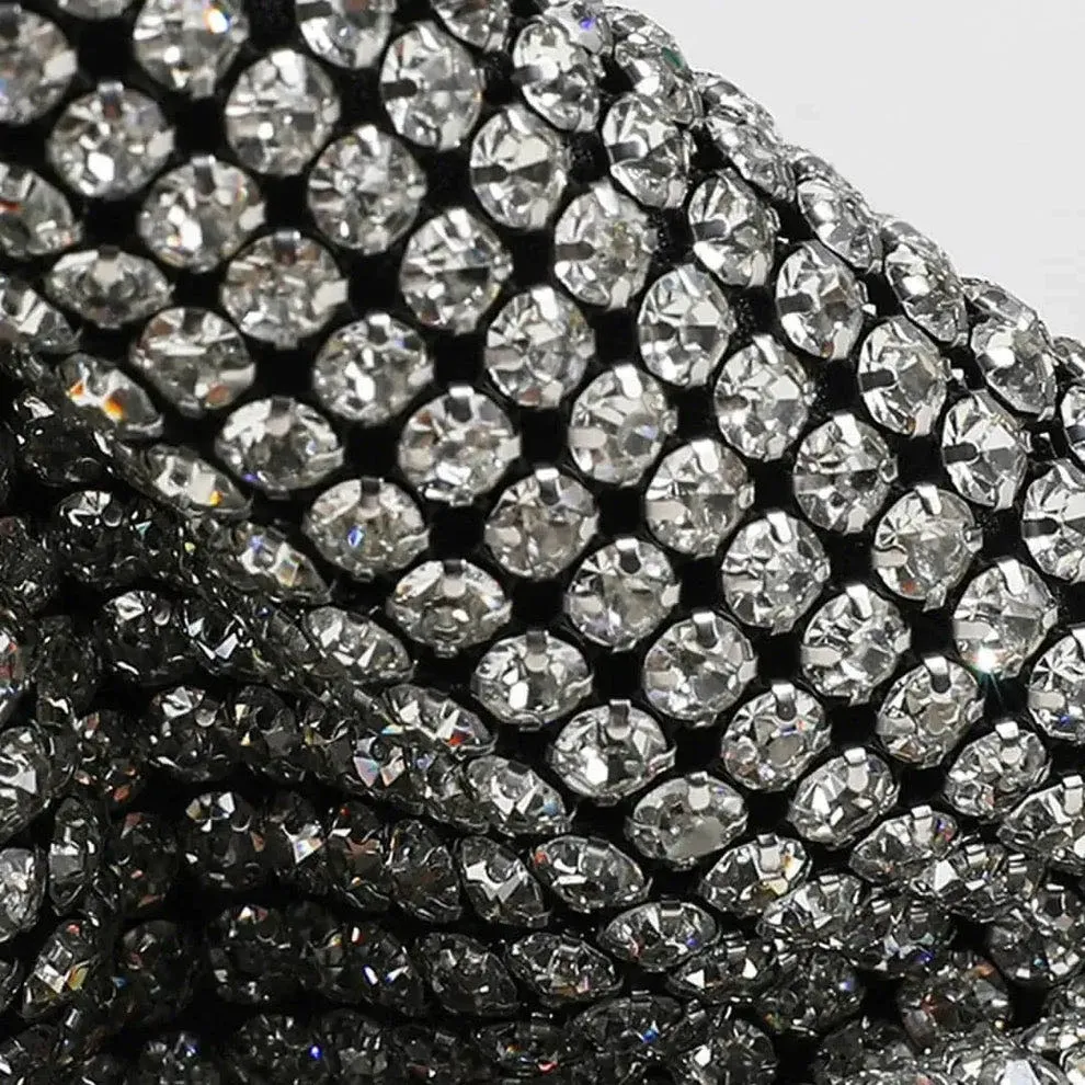 PLUSHH Women's Mini Crystal Embellished Handbag - Sparkling Silver / شنطة ميني كاجوال نسائية مرصعة بالكريستال الفضي اللامع من PLUSHH