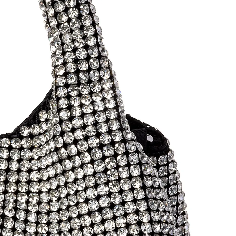 PLUSHH Women's Mini Crystal Embellished Handbag - Sparkling Silver / شنطة ميني كاجوال نسائية مرصعة بالكريستال الفضي اللامع من PLUSHH