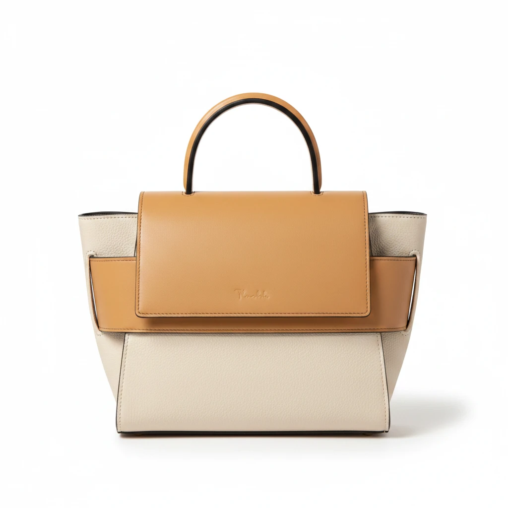 [PLH001] Two Tone Beige and Camel Handbag
