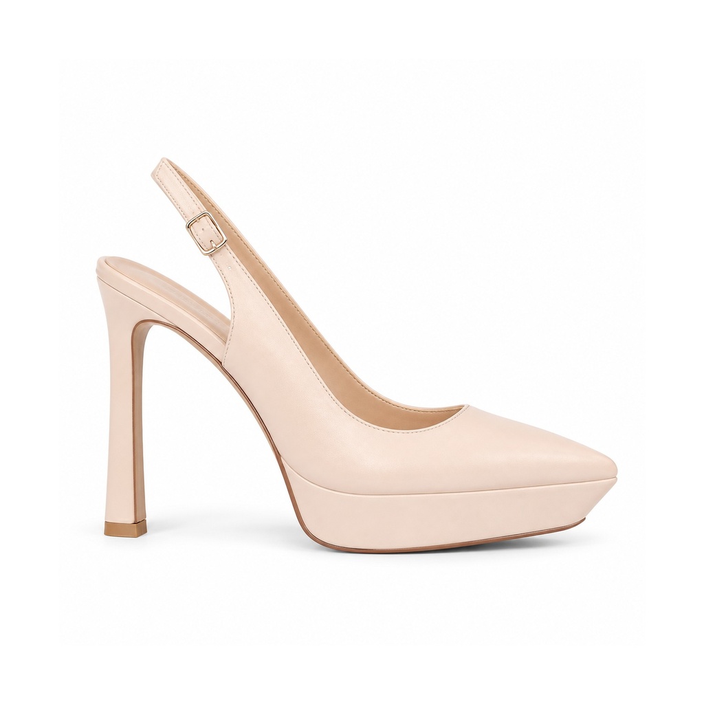 [S11447] كعب عالي مفتوح من الخلف بمقدمة مدببة (36, Beige)