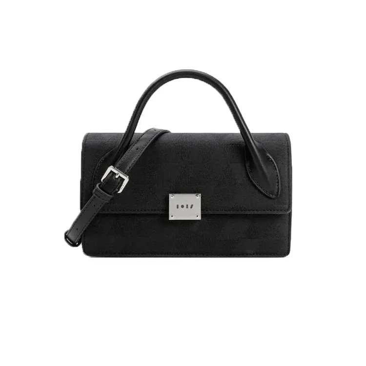 [L11787] Mini Crossbody Bag with Metal Lock (Black)