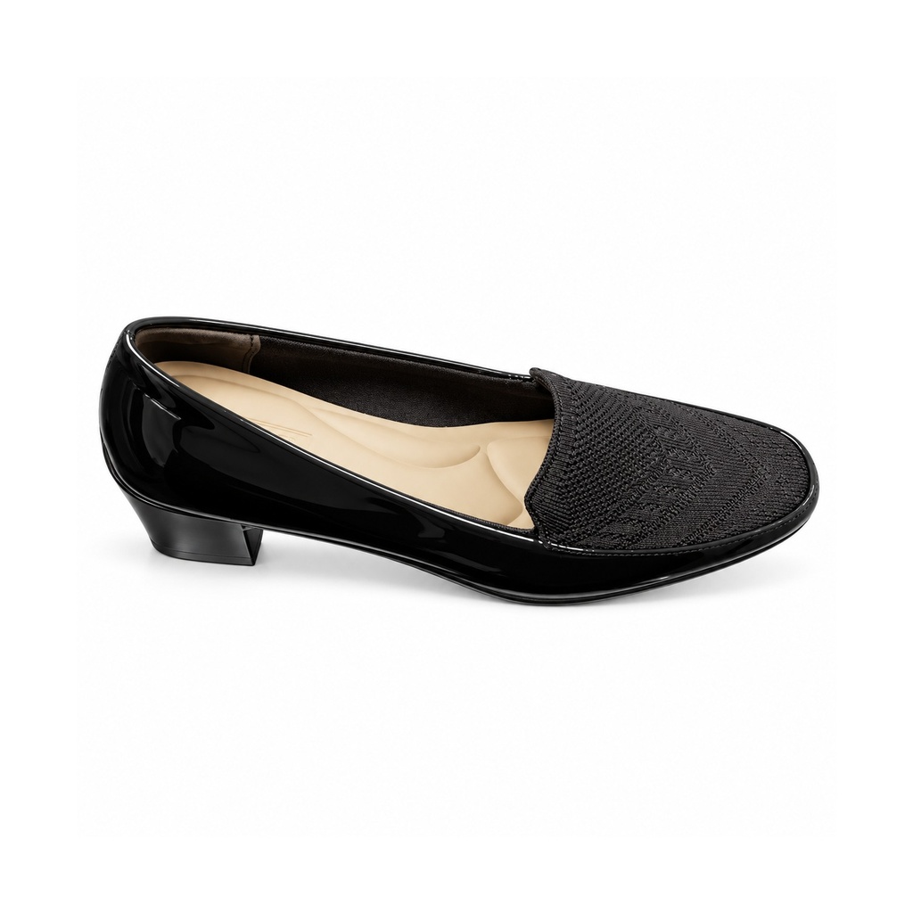 [L12562] Comfortable Low Heel Work Loafers (Black, 37)